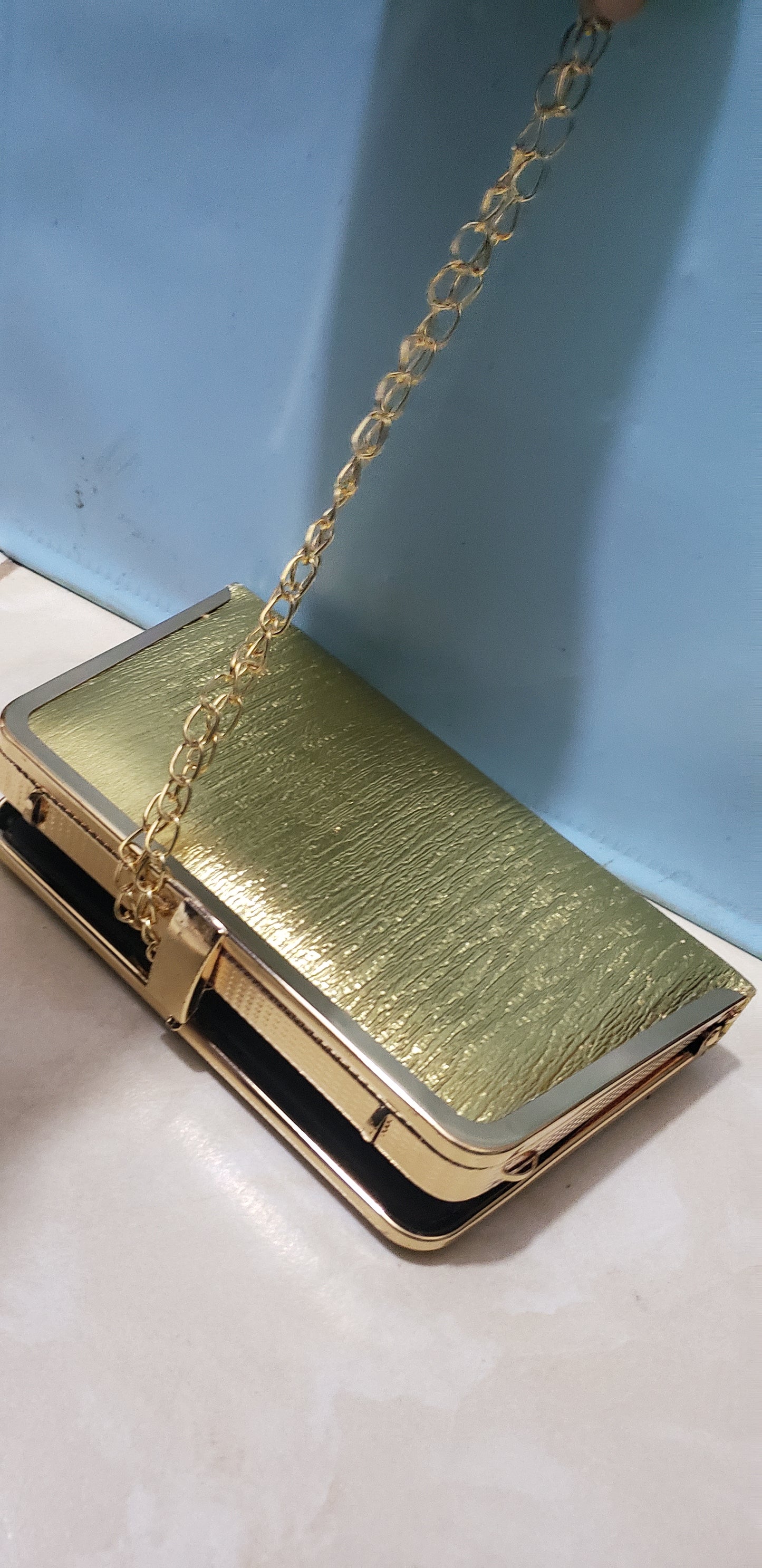 Gold long Chain Party Bag